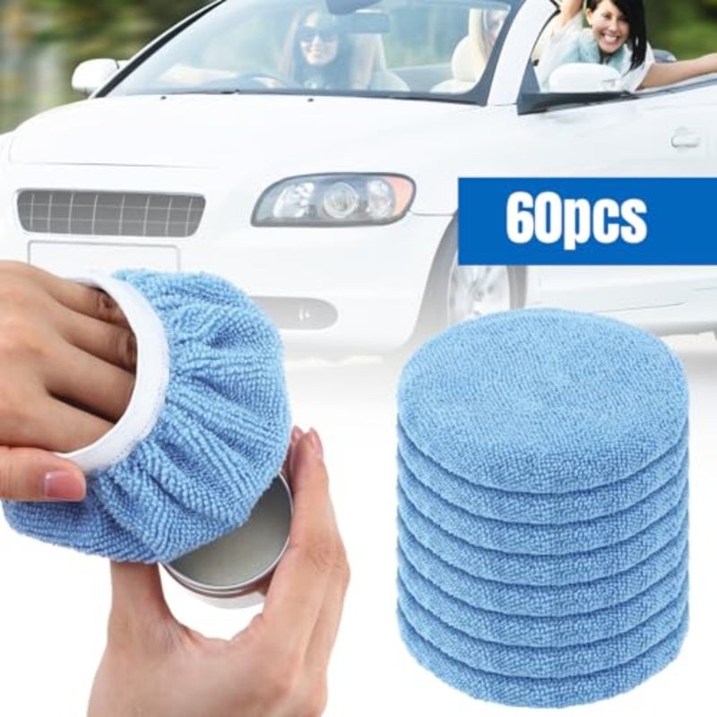 60 Pcs Car Orbital Buffer Polisher Pad Bonnets 5-6 Inch Microfiber Polishing Bonnets Pads for Car Waxing Polishing - Image 4