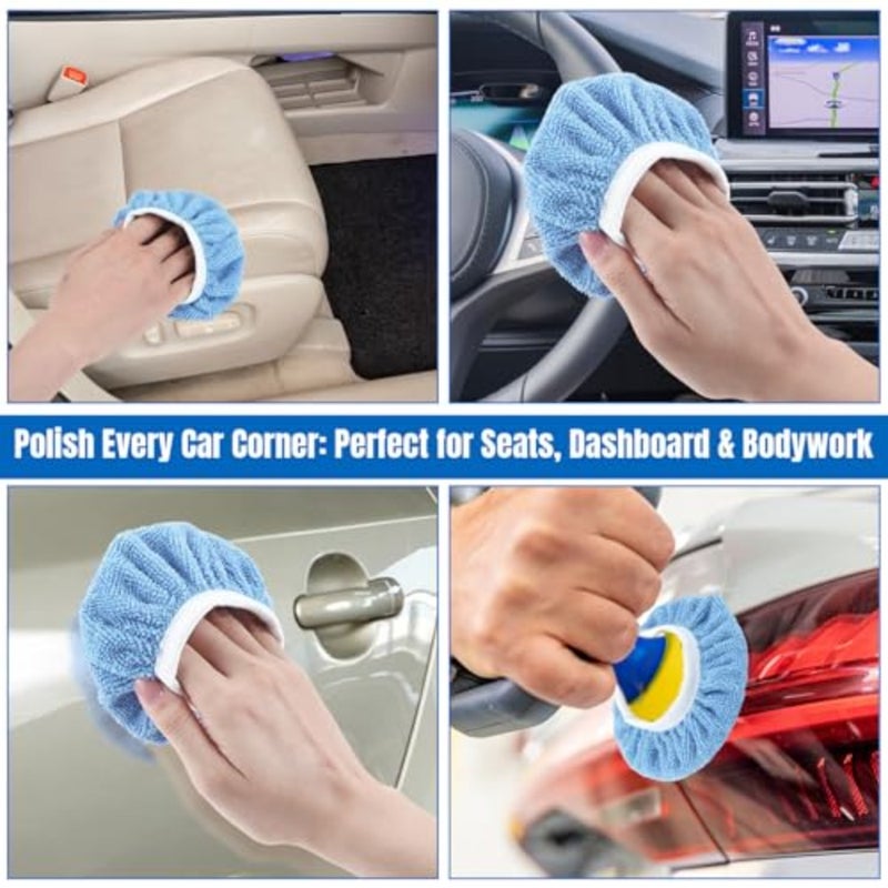 60 Pcs Car Orbital Buffer Polisher Pad Bonnets 5-6 Inch Microfiber Polishing Bonnets Pads for Car Waxing Polishing - Image 3