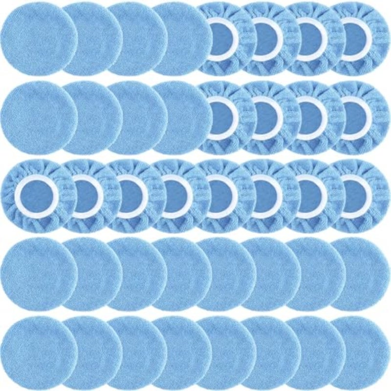 60 Pcs Car Orbital Buffer Polisher Pad Bonnets 5-6 Inch Microfiber Polishing Bonnets Pads for Car Waxing Polishing - Image 1