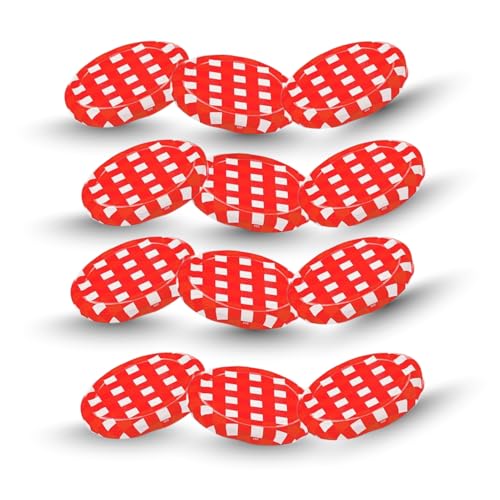 Machak Glass Jar Lids Only 82mm For 82 mm Mouth Jars (Red Check, Set of 12) - Image 1