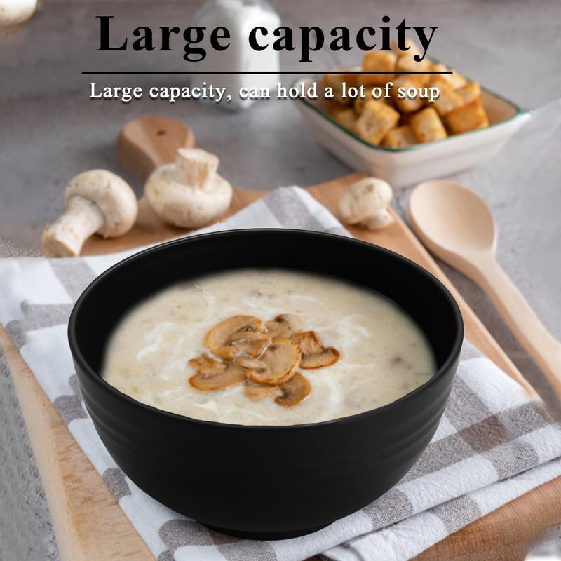 Berglander Black Plastic Bowls Set of 12 Pieces 25oz Reusable and Sturdy Ramen Bowl Soup Bowls Cereal Bowl for Adult Kids Home Restaurant Garden Picnic Camping Poolside Outdoor - Image 5