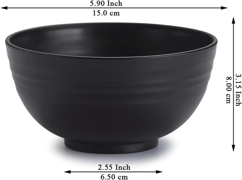 Berglander Black Plastic Bowls Set of 12 Pieces 25oz Reusable and Sturdy Ramen Bowl Soup Bowls Cereal Bowl for Adult Kids Home Restaurant Garden Picnic Camping Poolside Outdoor - Image 2