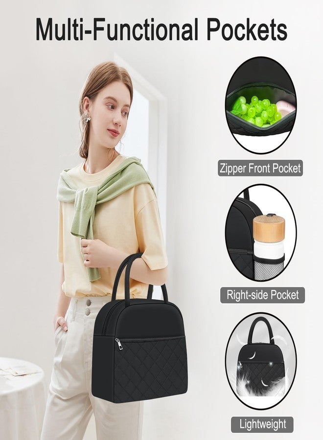 KUBYA Lunch Bag Lunch Box for Women Men Insulated Reusable Large Lunch Tote Bag Adult Leakproof Simple Cooler Bag for Office Work Picnic Beach or Travel, Black - Image 3