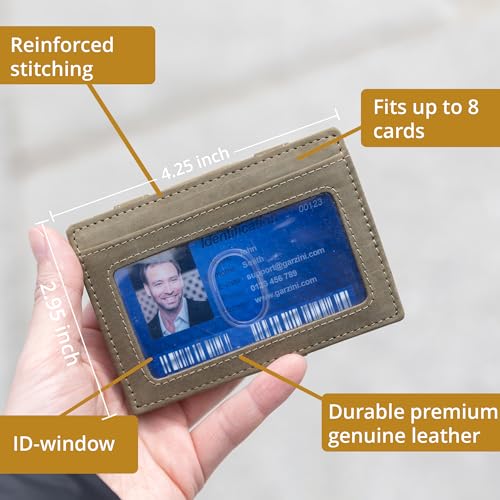 GARZINI محفظة غارزيني السحرية مع حامل الهوية، محفظة بسيطة مع حامل بطاقات RFID، محفظة جلدية لـ 8 بطاقات، أسود مصقول - Image 4