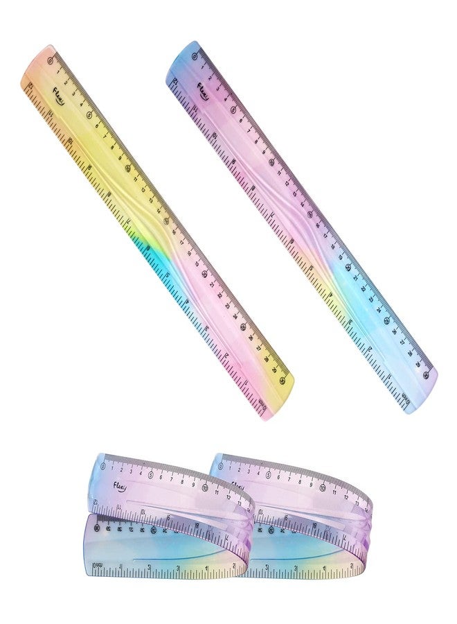 KINBOM 2pcs Flexible Rulers for School, 12 Inch/30 cm Bendable Ruler Soft Plastic Rulers Bulk Gradient Colored Flex Ruler with Centimeter and Inch Scales for Students Kids Classroom Office Home Supplies - Image 1