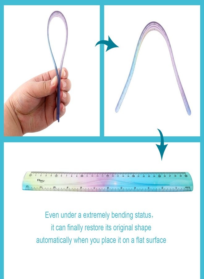 KINBOM 2pcs Flexible Rulers for School, 12 Inch/30 cm Bendable Ruler Soft Plastic Rulers Bulk Gradient Colored Flex Ruler with Centimeter and Inch Scales for Students Kids Classroom Office Home Supplies - Image 4