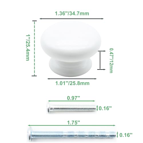 QYIMLI 2Pcs Wooden Cabinet Knobs, Wood Dresser Knobs Kitchen Cabinet Knobs Modern Round Knobs for Furniture Dresser Cupboard Drawer Closet Door (White) - Image 2