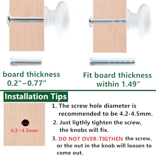 QYIMLI 2Pcs Wooden Cabinet Knobs, Wood Dresser Knobs Kitchen Cabinet Knobs Modern Round Knobs for Furniture Dresser Cupboard Drawer Closet Door (White) - Image 3