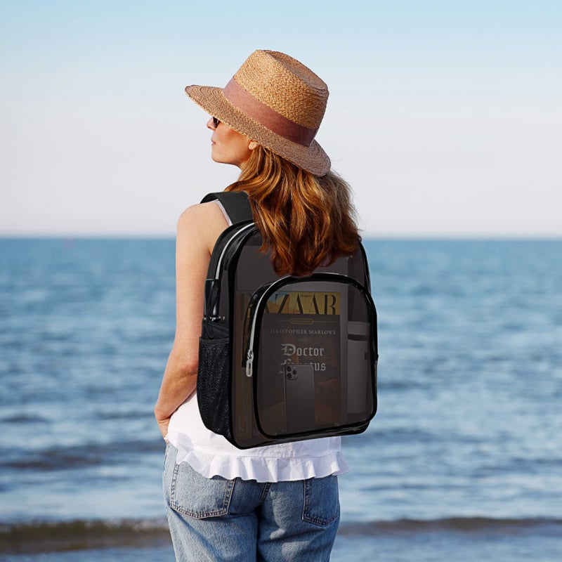 HEEYA Clear Backpack Heavy Duty Transparent Backpack for Security Travel Work (Black) - Image 2