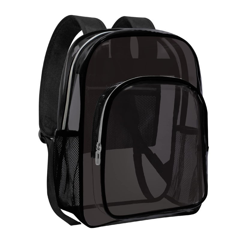 HEEYA Clear Backpack Heavy Duty Transparent Backpack for Security Travel Work (Black) - Image 1