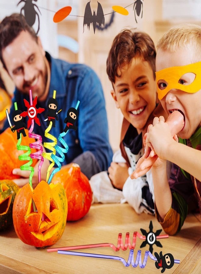 Vesici 24 Pcs Ninja Party Favors Decoration Straws Ninja Karate Themed Birthday Party Supplies Reusable Drinking Plastic Straws Karate Gift for Kids Juice Milk Drinks Colorful Christmas Decor - Image 5