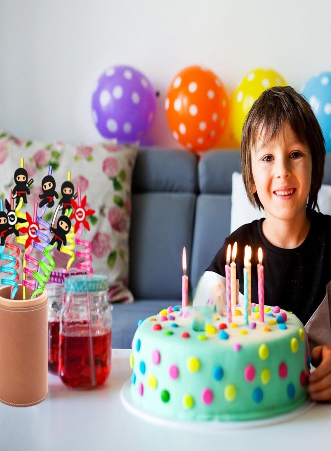 Vesici 24 Pcs Ninja Party Favors Decoration Straws Ninja Karate Themed Birthday Party Supplies Reusable Drinking Plastic Straws Karate Gift for Kids Juice Milk Drinks Colorful Christmas Decor - Image 3