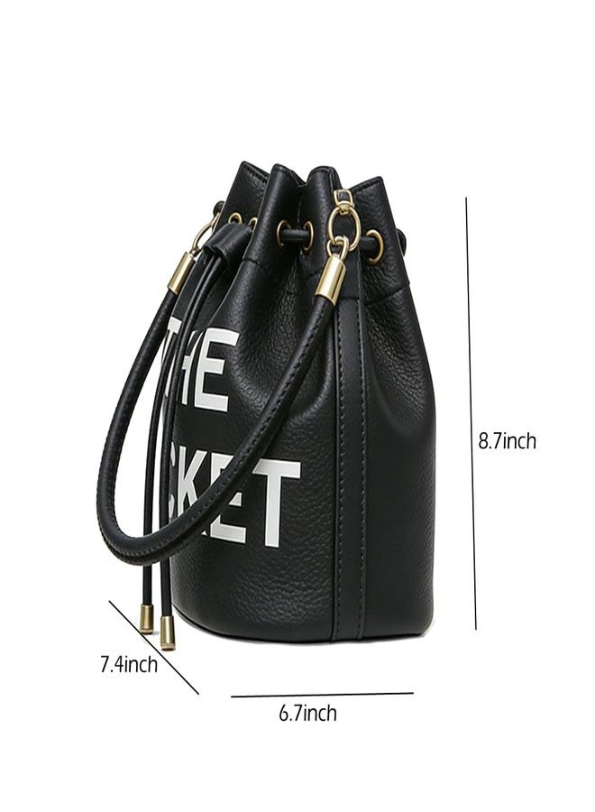 saursmehat The Bucket Bags and Purses For Women Small Drawstring Handbags Hobo Purse, Black 1 - Image 2
