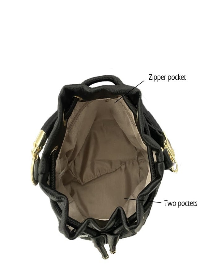 saursmehat The Bucket Bags and Purses For Women Small Drawstring Handbags Hobo Purse, Black 1 - Image 3
