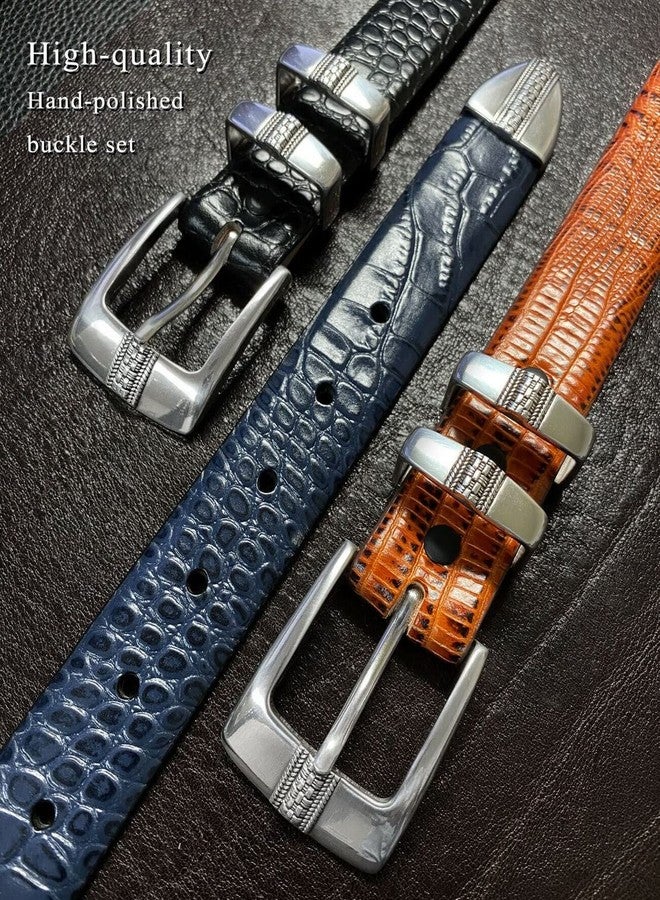 Belts.com S5825 Genuine Leather Italian Calfskin Designer Golf Dress Belt 1-1/8"(30mm) Wide, Multi-Style Options, Style A- Alligator Black, 46 - Image 2