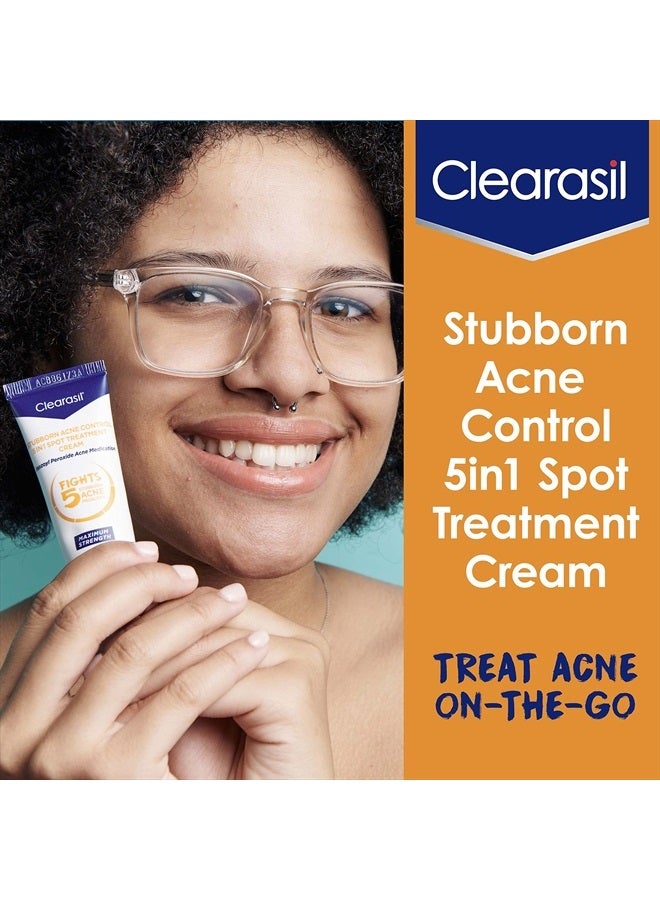 Clearasil Stubborn Acne Control 5in1 Spot Treatment Cream, Maximum Strenght with 10% Benzoyl Peroxide, Acne Medication, 1 oz - Image 5
