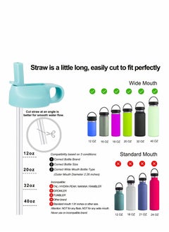 SYOSI Straw Lid Suitable For Hydro Flask,Straw Cap Wide-Mouth Water Bottle 18 32 40 Ounces (About 1.18 Liters) Wide Mouth, Straw Top Cap Replacement Cap (With 2 Straws And 1 Brush)  - Image 3