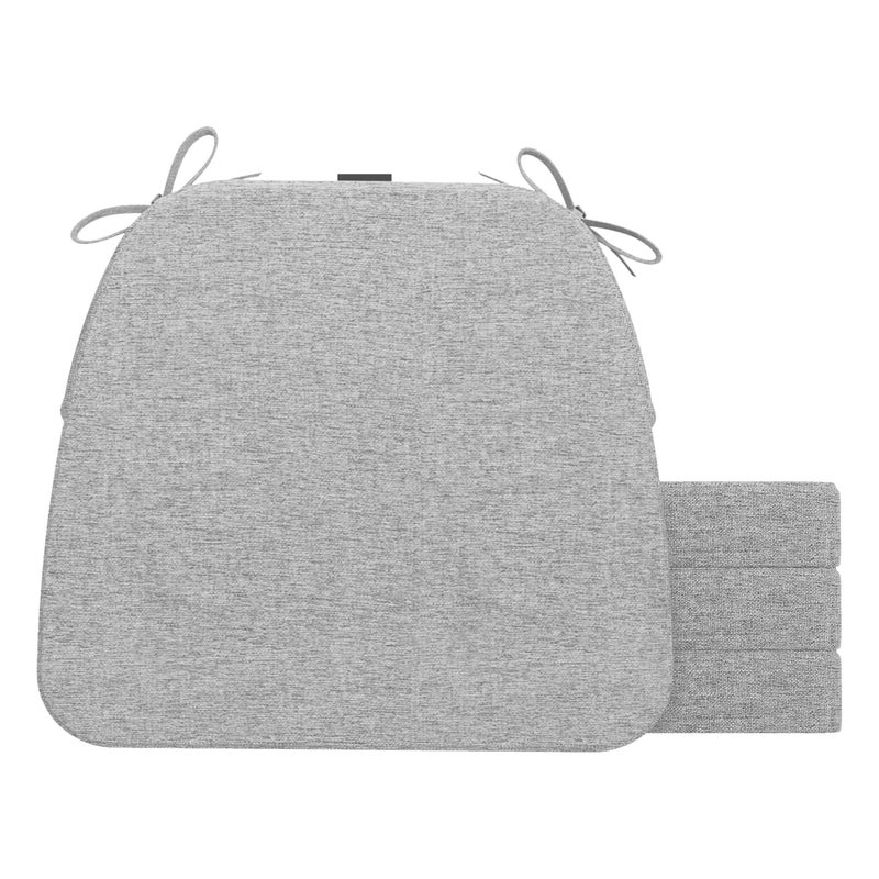AAAAAcessories DShaped Chair Cushions 2 Thick Dining Chair Pads with Ties and Removable MachineWashable Cover 17 x 16 Set of 4 Light Gray