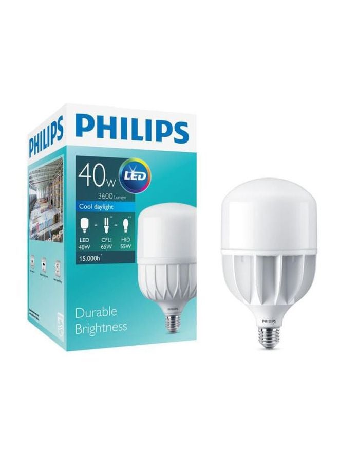 Philips T-Force Durable Long Lastic Core HP 40W Night Light E27 865 Coolday LED Bulb White/Silver - Image 2