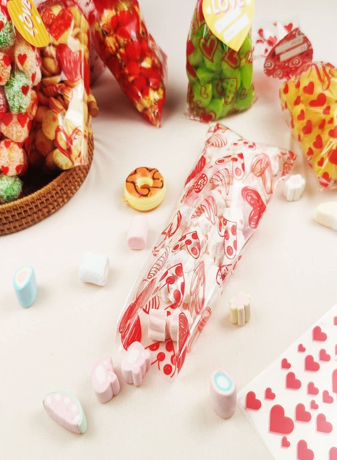 JQAQJU 150 PCS Valentine Gift Bags Valentines Cellophane Treat Bags Bulk for Kids Goodie Candy With 36 PCS Gift Tags & 200 PCS Twist Ties for Valentines Party - Image 4