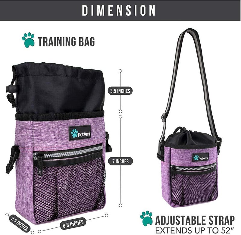PetAmi Dog Treat Pouch, Pet Treat Pouch for Training, Dog Walking Bag Holder for Kibbles, Pet Food Toy, Dog Trainer Essentials Supplies, Poop Bag Dispenser, 3 Ways to Wear (Purple) - Image 5