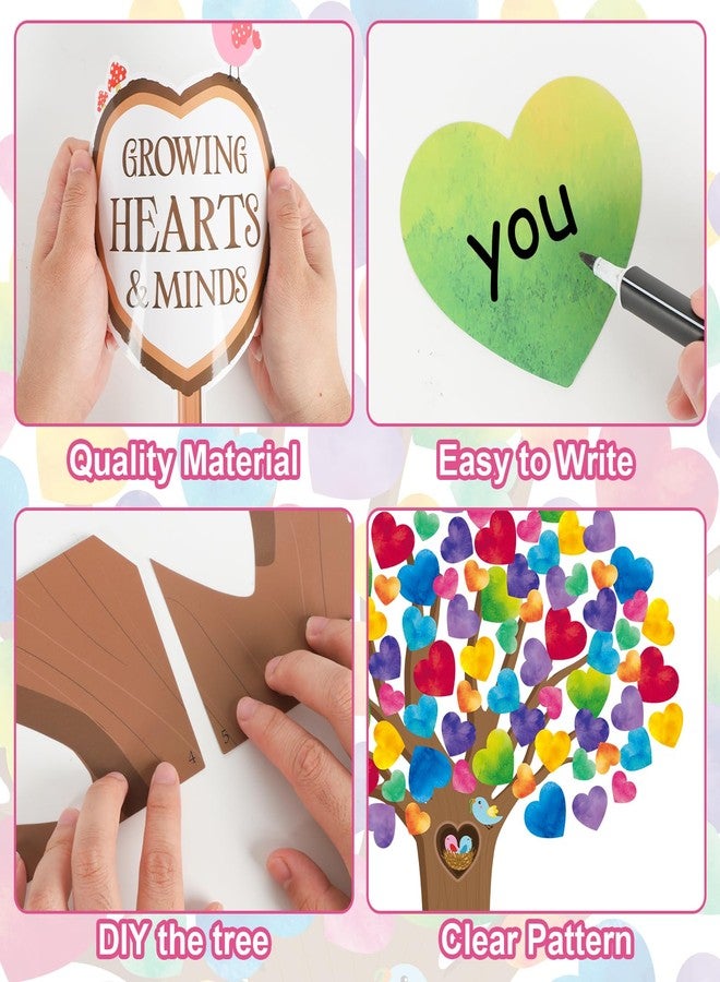 Hedeey Classroom Tree Bulletin Board Decorations Set with Heart Shape Cutouts, Welcome Classroom Wall Decor for Kindergarten Elementary School Home (Watercolor) - Image 3