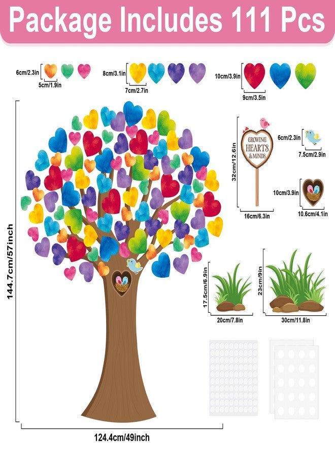 Hedeey Classroom Tree Bulletin Board Decorations Set with Heart Shape Cutouts, Welcome Classroom Wall Decor for Kindergarten Elementary School Home (Watercolor) - Image 2