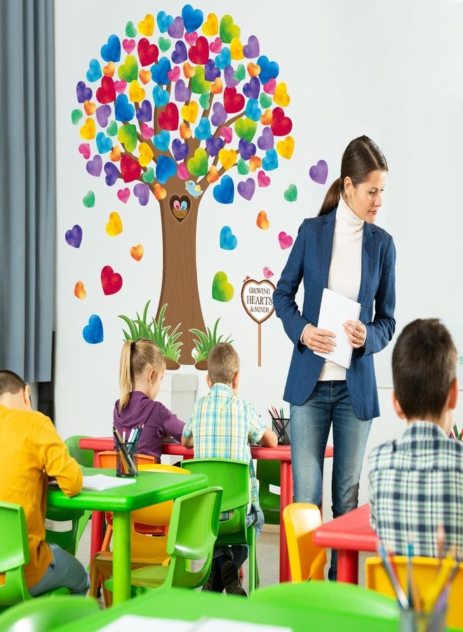 Hedeey Classroom Tree Bulletin Board Decorations Set with Heart Shape Cutouts, Welcome Classroom Wall Decor for Kindergarten Elementary School Home (Watercolor) - Image 5