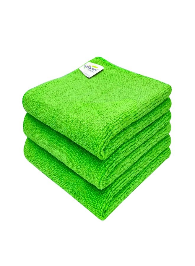 SOFTSPUN Microfiber Baby Hand & Face Wipes 30x30 Cms 3 Piece Towel Set, 340 GSM (Green) Super Soft & Silky for Hand, Face and Body - Hypoallergenic Sensitive Skin Wipes & Washcloths. - Image 1