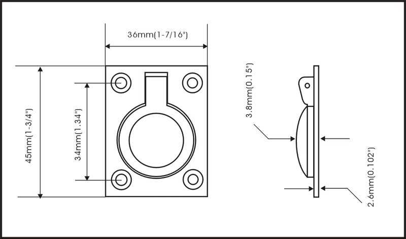 QCAA Solid Brass Flush Ring Pull, 36.5 x45 mm, Satin Nickel, 1 Pack - Image 2