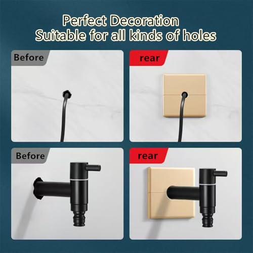 shenghang Wall Split Flange Plumbing Cover Plates Square Shower Arm Escutcheon Plate Pipe Flange Cover for Fixed Shower Head Faucet Standard Pipes (28mm/1.1in) - Image 4