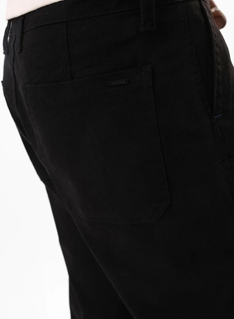 Dennis Lingo  Men's Black Cotton Blend Full Relaxed Cargo Trouser for Men | Best Price UAE