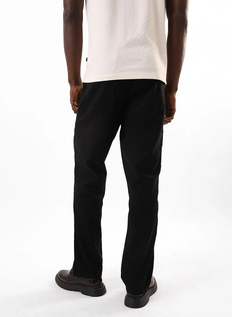 Dennis Lingo  Men's Black Cotton Blend Full Relaxed Cargo Trouser for Men | Best Price UAE