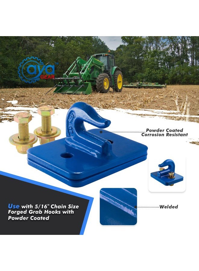 AyA Gear 2 Pack 5/16-in Bolt On Grab Hook Mount with Backer Plate Grab Hook Grade 70 Forged Steel Tow Hook Work Well for Loader, Tractor Bucket, RV, UTV,Truck (Blue) - Image 5