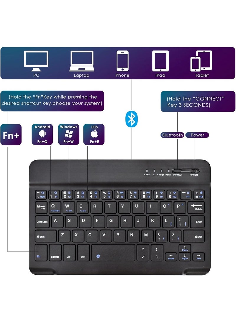 English Language Keyboard, Rechargeable Keyboard with 7 Multimedia Keys, 78 Buttons, for iOS/for/for Android Tablet - Image 2