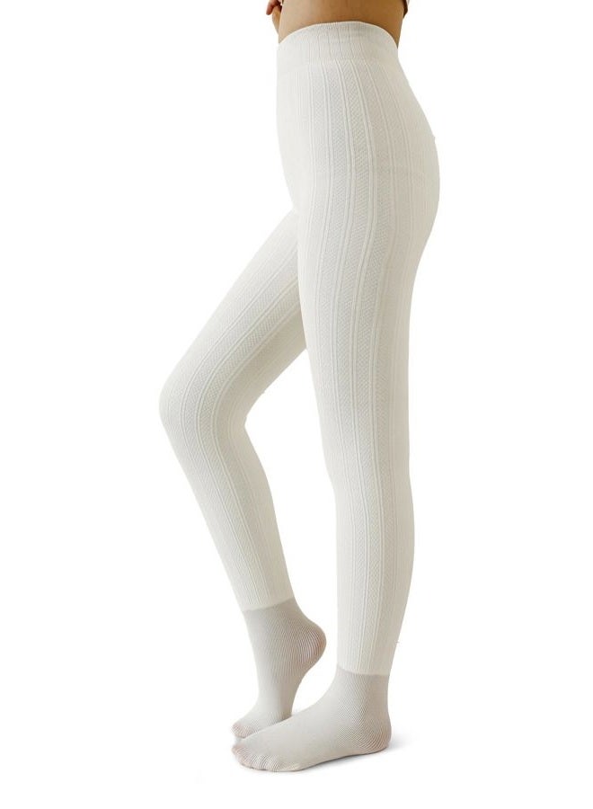 Pareberry Girl's Winter Fleece Lined Extra Thick Microfiber Soft Cozy Warm Tights for Kids Age 5-14, K02-white, 8-10 years - Image 1
