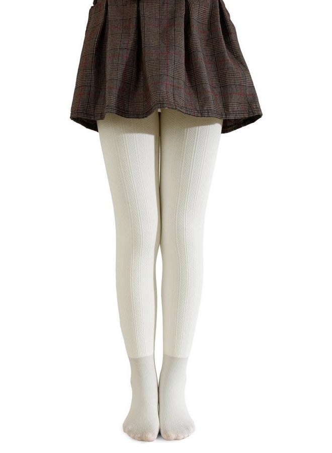 Pareberry Girl's Winter Fleece Lined Extra Thick Microfiber Soft Cozy Warm Tights for Kids Age 5-14, K02-white, 8-10 years - Image 3