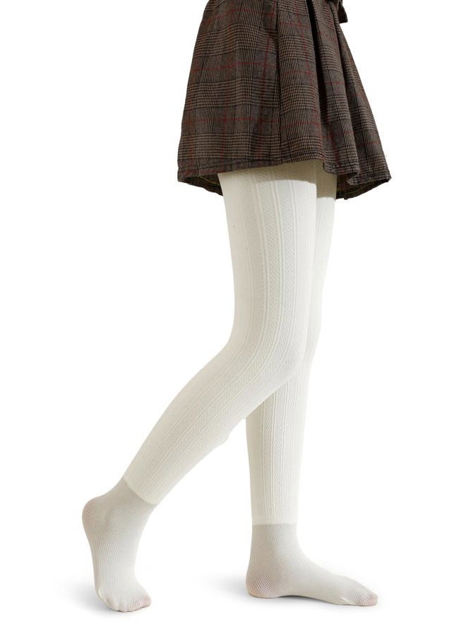 Pareberry Girl's Winter Fleece Lined Extra Thick Microfiber Soft Cozy Warm Tights for Kids Age 5-14, K02-white, 8-10 years - Image 2
