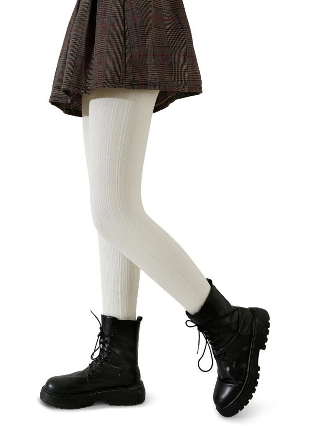 Pareberry Girl's Winter Fleece Lined Extra Thick Microfiber Soft Cozy Warm Tights for Kids Age 5-14, K02-white, 8-10 years - Image 4