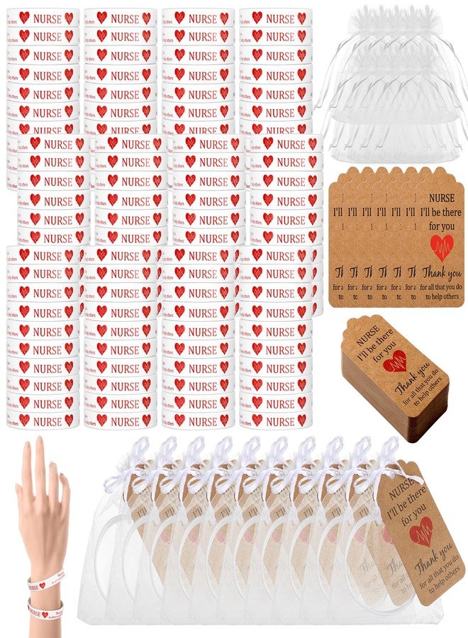تونديامو مجموعة هدايا تقدير الممرضات من تونديمو: ١٠٠ سوار سيليكون أحمر على شكل قلب مع ١٠٠ بطاقة شكر، و١٠٠ حقيبة من الأورجانزا لطلاب التمريض المتخرجين خلال أسبوع مساعدي التمريض المعتمدين. - Image 1
