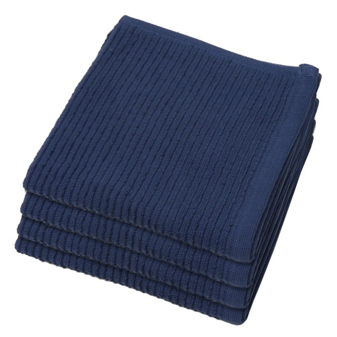 RIPPLE KITCHEN DISHCLOTH SET OF 4 INDIGO BLUE