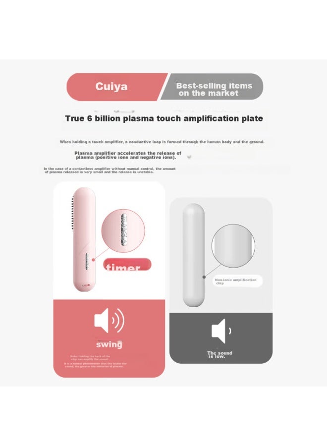 TSUYAGLA Cria Fifth Generation Wireless Straightening Brush, 6 Billion Plasma Water Moisturizing Hair Care, Constant Temperature Long-lasting Styling Without Damaging Hair, Dual-use For Straight And Curly Hair, T603 Pink, Qixi Valentine's Day Gift - Image 2