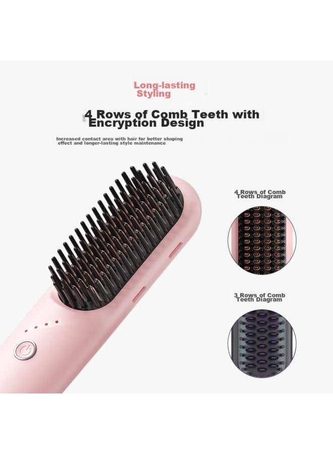TSUYAGLA Cria Fifth Generation Wireless Straightening Brush, 6 Billion Plasma Water Moisturizing Hair Care, Constant Temperature Long-lasting Styling Without Damaging Hair, Dual-use For Straight And Curly Hair, T603 Pink, Qixi Valentine's Day Gift - Image 3