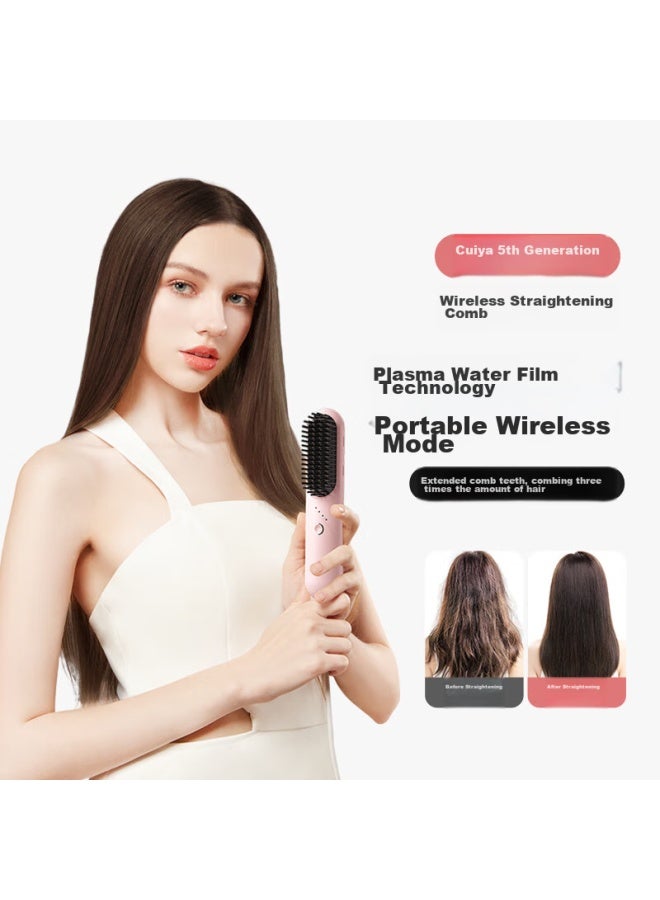 TSUYAGLA Cria Fifth Generation Wireless Straightening Brush, 6 Billion Plasma Water Moisturizing Hair Care, Constant Temperature Long-lasting Styling Without Damaging Hair, Dual-use For Straight And Curly Hair, T603 Pink, Qixi Valentine's Day Gift - Image 5