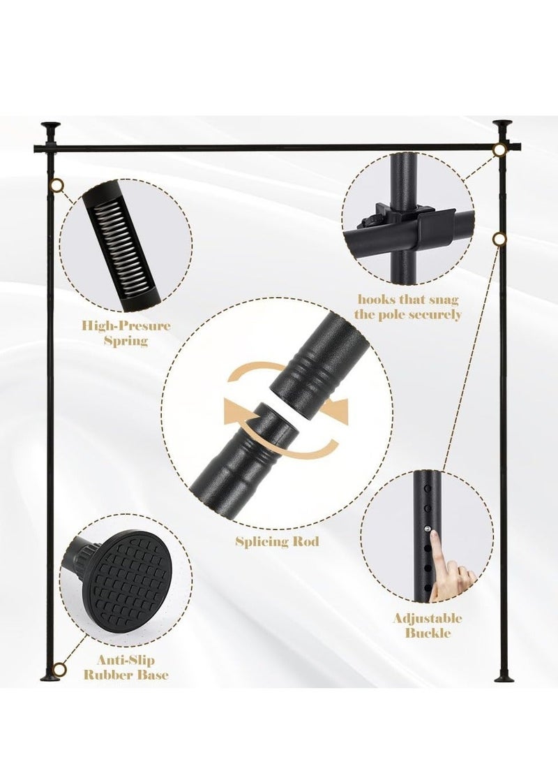 WALALLA 2 Pack Adjustable Freestanding Room Divider, Drilling Free Tension Curtain Rods, Floor to Ceiling Wall Divider Rod, Heavy Duty Partition Dividers with 2.7*2m Hanging Curtains - Image 4