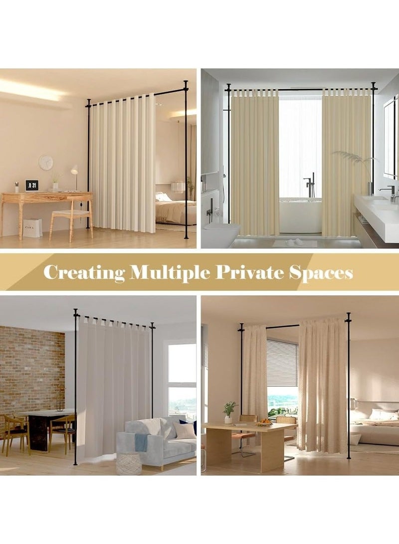 WALALLA 2 Pack Adjustable Freestanding Room Divider, Drilling Free Tension Curtain Rods, Floor to Ceiling Wall Divider Rod, Heavy Duty Partition Dividers with 2.7*2m Hanging Curtains - Image 5