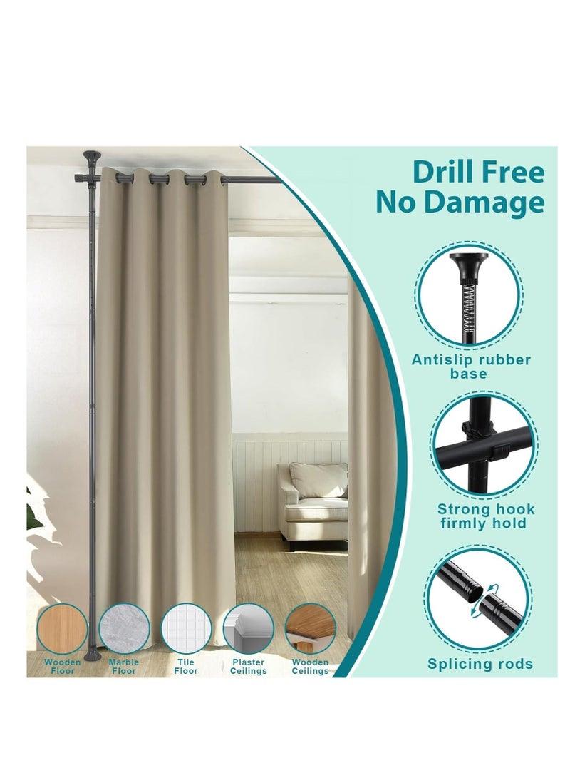 WALALLA 2 Pack Adjustable Freestanding Room Divider, Drilling Free Tension Curtain Rods, Floor to Ceiling Wall Divider Rod, Heavy Duty Partition Dividers with 2.7*2m Hanging Curtains - Image 3
