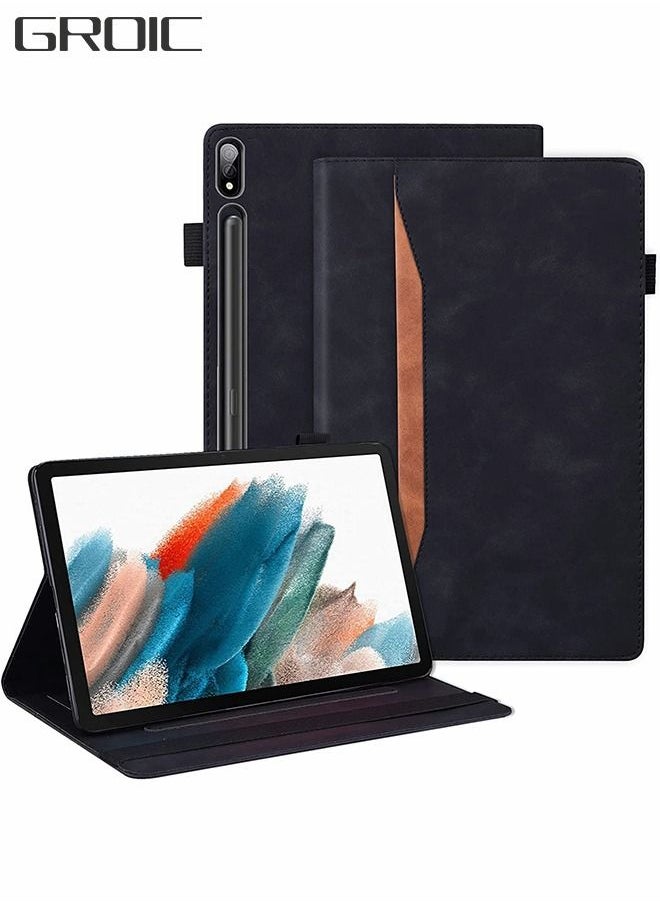 GROIC - Galaxy Tab S8 Ultra Cover 2022 - Premium Leather Smart Wake/Sleep Cover with Front Pocket and Multi-Angle Stand Tablet Cover for Samsung Galaxy S8 Ultra 14.6 Tablet SM-X900/X906, Black - Image 1