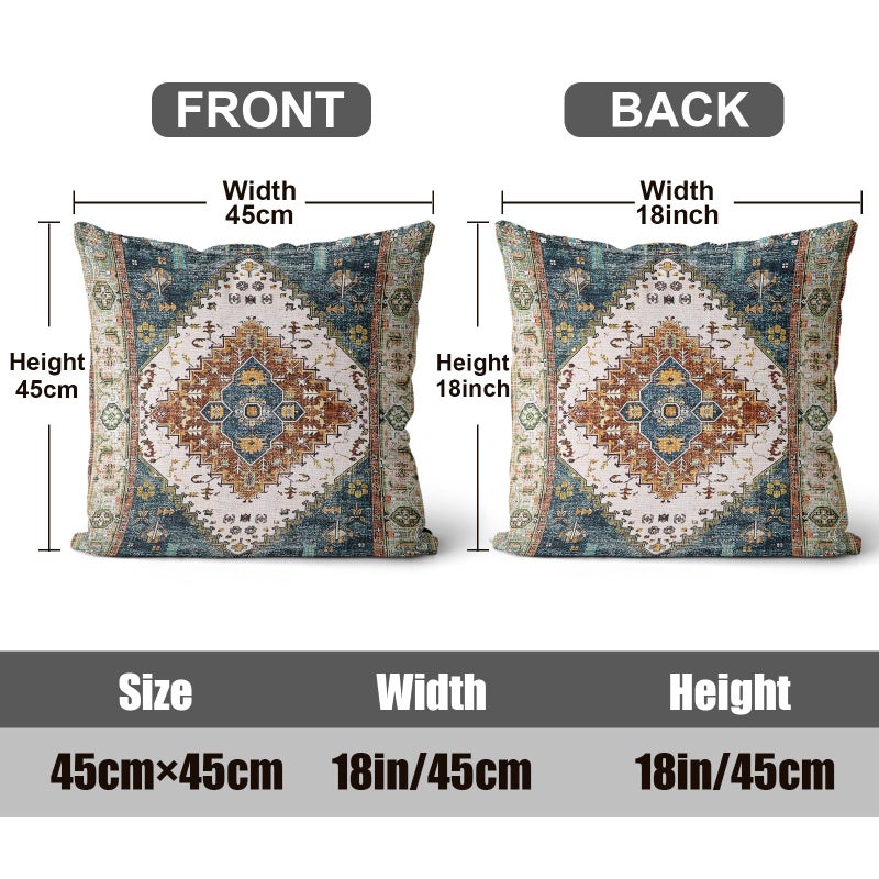 ZSYTZL Boho Throw Pillow Covers 18x18 inch Set of 2,Soft Pillowcases Bohemia Carpet Printing Pattern Decorative Sofa Living Room Bed Square Pillow Case Cushion Cover-Blue Green - Image 5