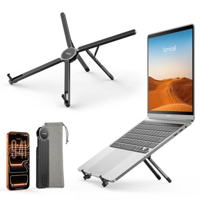 Lamicall Portable Laptop Stand - Ultralight Foldable Aluminum Holder for MacBook & More